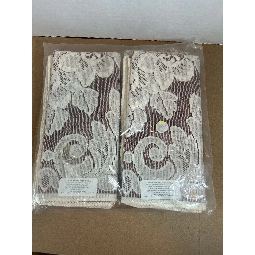 Vintage Lace Napkins Set Floral Burgundy Cranberry Cream USA Lot 4 Table Linens